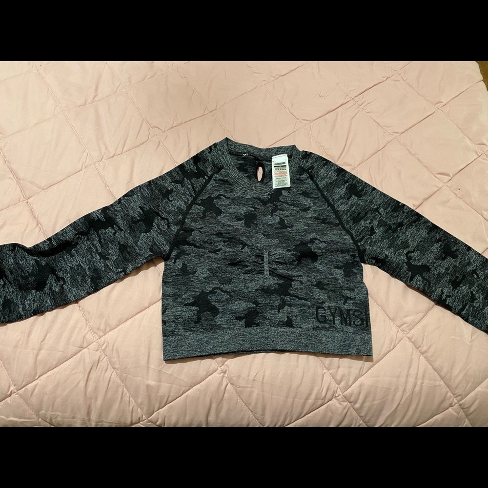 Gymshark black camo long sleeve crop